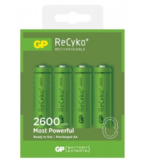 GP Batteries GPRHC272C216 Recyko+ Rechargeable AA 2600mAh Batteries Carded 4